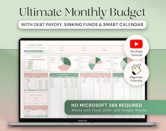 Hoja de cálculo de presupuesto mensual definitivo Plantilla de presupuesto de Excel Hojas de cálculo de Google Planificador de presupuesto Rastreador de ahorros Planificador financiero Presupuesto de base cero