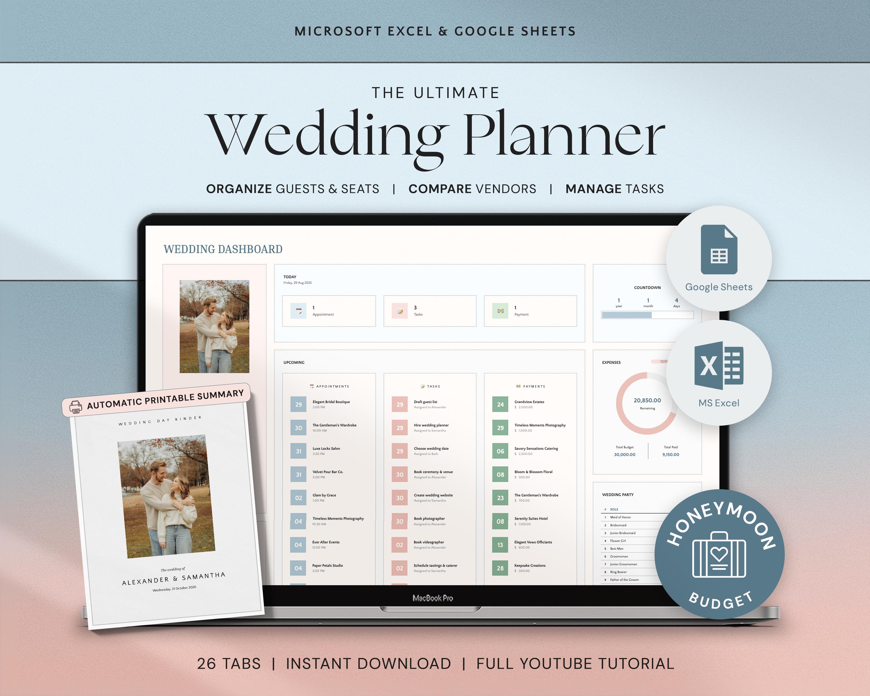 Stress Free Wedding Planner Spreadsheet