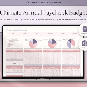 Annual Biweekly Paycheck Budget Google Sheets Excel Weekly Budget ...