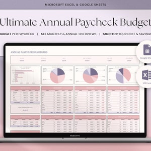 Annual Biweekly Paycheck Budget Google Sheets Excel Weekly Budget Spreadsheet by Paycheck Planner Monthly Yearly Simple Budget Zero Based