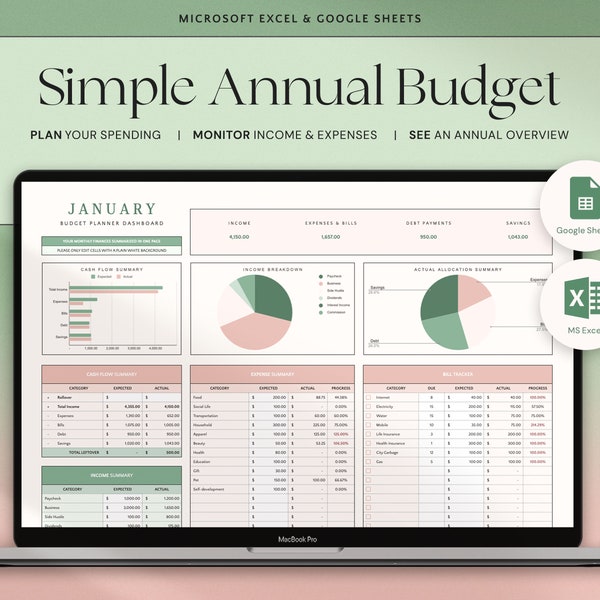 Jahreshaushaltstabelle Google Sheets Budgetplaner Excel Monatshaushaltsplanvorlage Jahreshaushaltsplan Finanzplaner Expense Tracker Finanzen