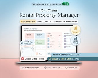 Rental Property Template Landlord Spreadsheet Income and Expense Tracker Rental Bookkeeping Excel Google Sheets Real Estate Management