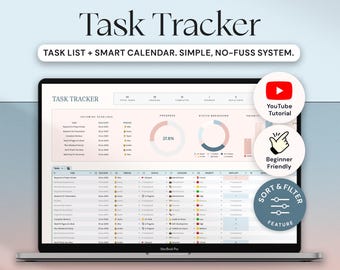 Uppgiftsspårare Excel-kalkylblad Produktivitetsspårare Google Sheets Att-göra-lista Uppgiftshanterare Arbetsplanerare Tidskalendermall för småföretag
