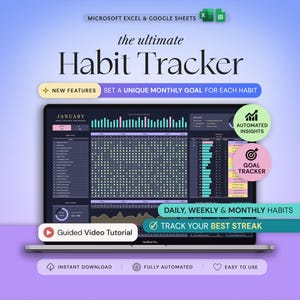 Habit Tracker Excel Google Sheets Habit Planner Weekly Habits Goal Planner Digital Daily Routine Tracker To Do List Monthly Time Management