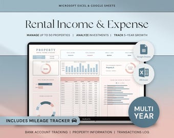 Rental Property Template Landlord Spreadsheet Income and Expense Tracker Rental Bookkeeping Excel Google Sheets Real Estate Management