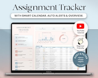 Assignment Tracker Spreadsheet Student Planner Google Sheets Excel School Academic Planner Assignment Calendar College Class Study Planner