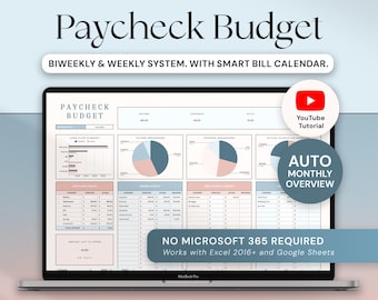 Gehaltsabrechnungstabelle Google Sheets Budgetvorlage Excel Budget Tracker, Gehaltsabrechnung von Paycheck Wochenbudgetplaner Zweiwöchentlicher Haushalt