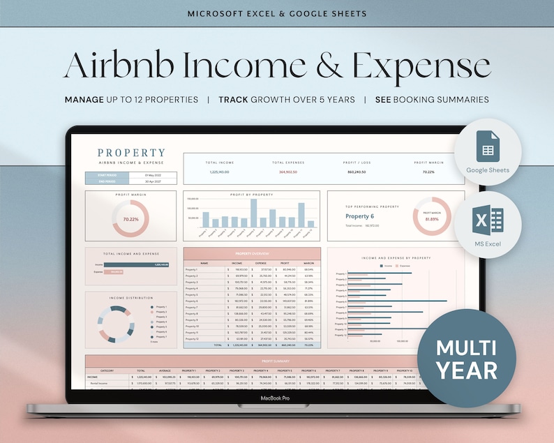 Airbnb Template Income and Expense Spreadsheet Airbnb Host Template Vacation Rental Property Management Vrbo Airbnb Bundle Profit and Loss image 1