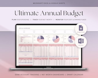 Google Sheets Annual Budget Spreadsheet Planner Excel Budget, Yearly Budget Planner, Financial Planner Budget Template Excel Monthly Budget