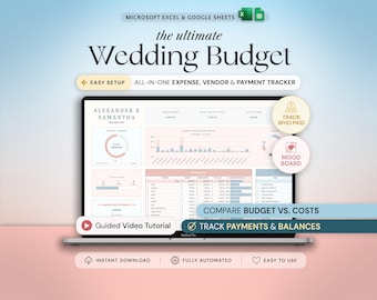 Wedding Budget Spreadsheet Wedding Planner Google Sheets Excel Wedding Expense Tracker Destination Wedding Finance Bridal Budget Template