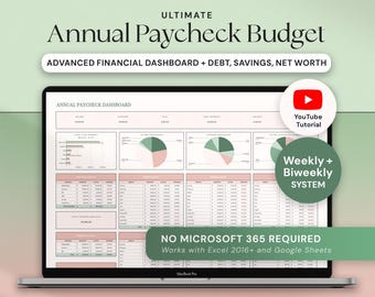Årlig veckolönebudget Varannan veckas budgetplanerare Google Sheets Excel Månadsbudget Par Familjens ekonomiöversikt Varannan veckas lönecheck