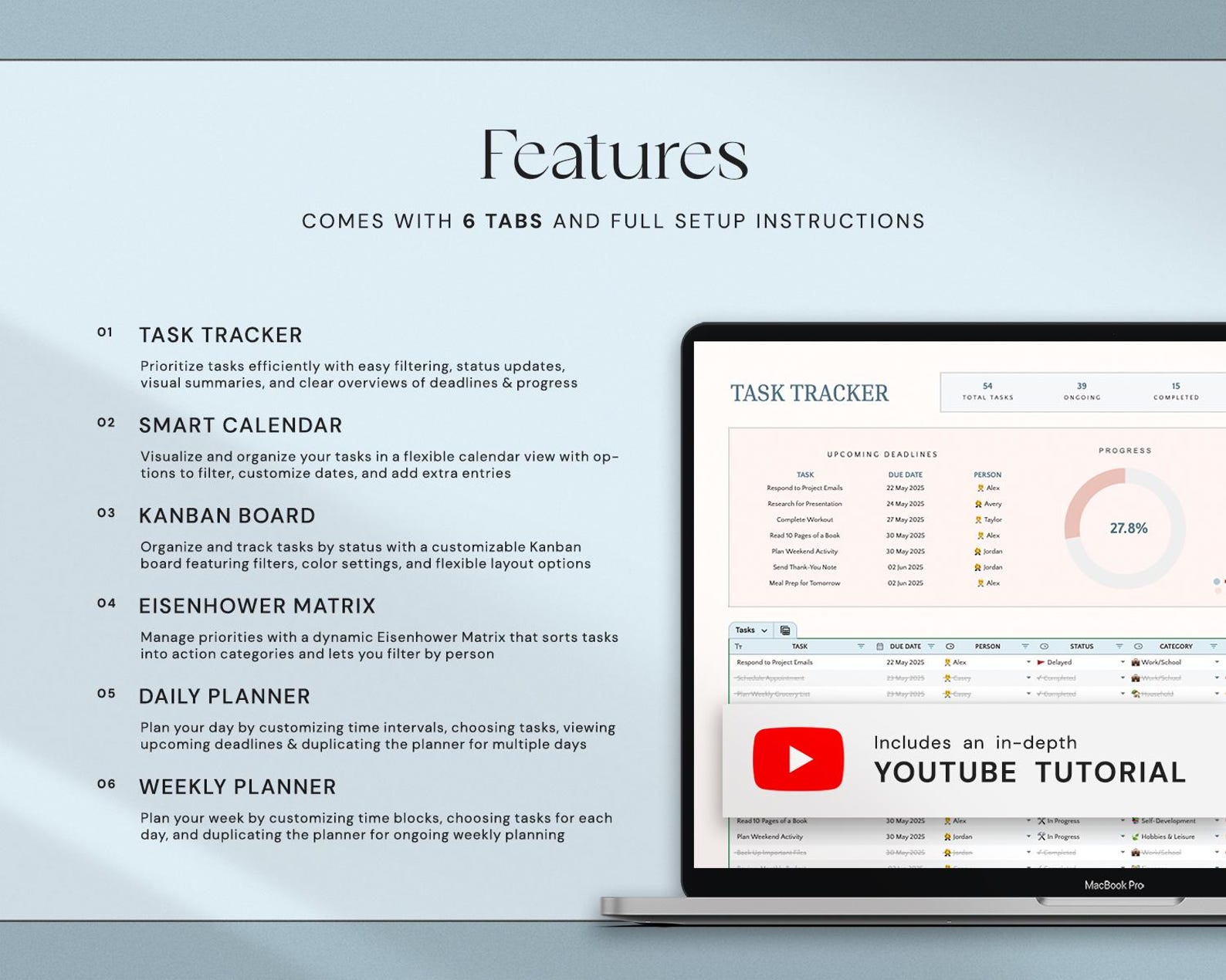 Task Tracker Spreadsheet Google Sheets Excel to Do List Template Task ...