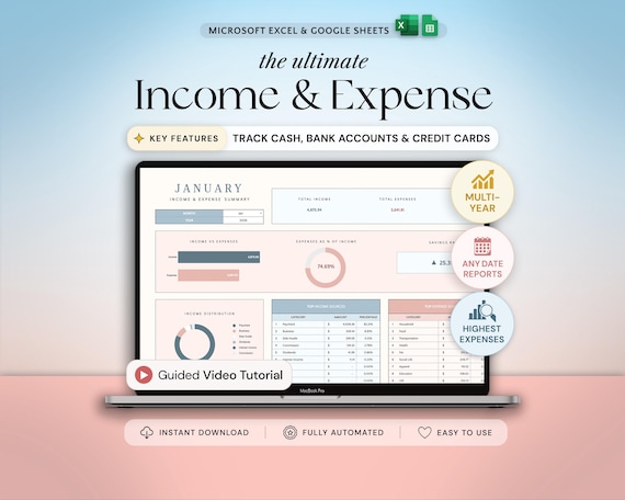 Income and Expense Tracker Spreadsheet Personal Financial Planner Excel Spreadsheet Monthly Expense Tracker Google Sheets Template Finance