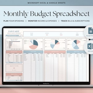 Monthly Budget Spreadsheet Excel Google Sheets Budget Dashboard Finance Tracker Excel Spreadsheet Personal Budget Planner Bill Calendar