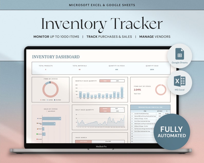 Inventory Tracker Spreadsheet Small Business Inventory Template Google Sheets Excel Inventory Management Inventory Log List Order Tracker image 1