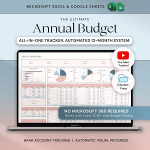 Planilhas Google com planilhas de orçamento anual para planejamento financeiro, controle de patrimônio líquido e painel de orçamento mensal. Orçamento em Excel.