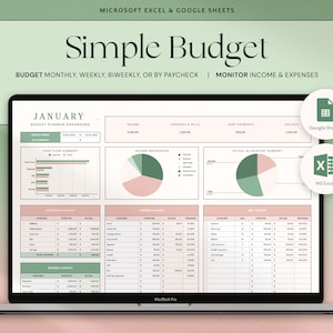 Budgetplanner Google Spreadsheets Maandelijks budgetspreadsheet Excel Weekly Paycheck Budgetsjabloon Tweewekelijkse budgettering via Paycheck Expense Tracker afbeelding 1