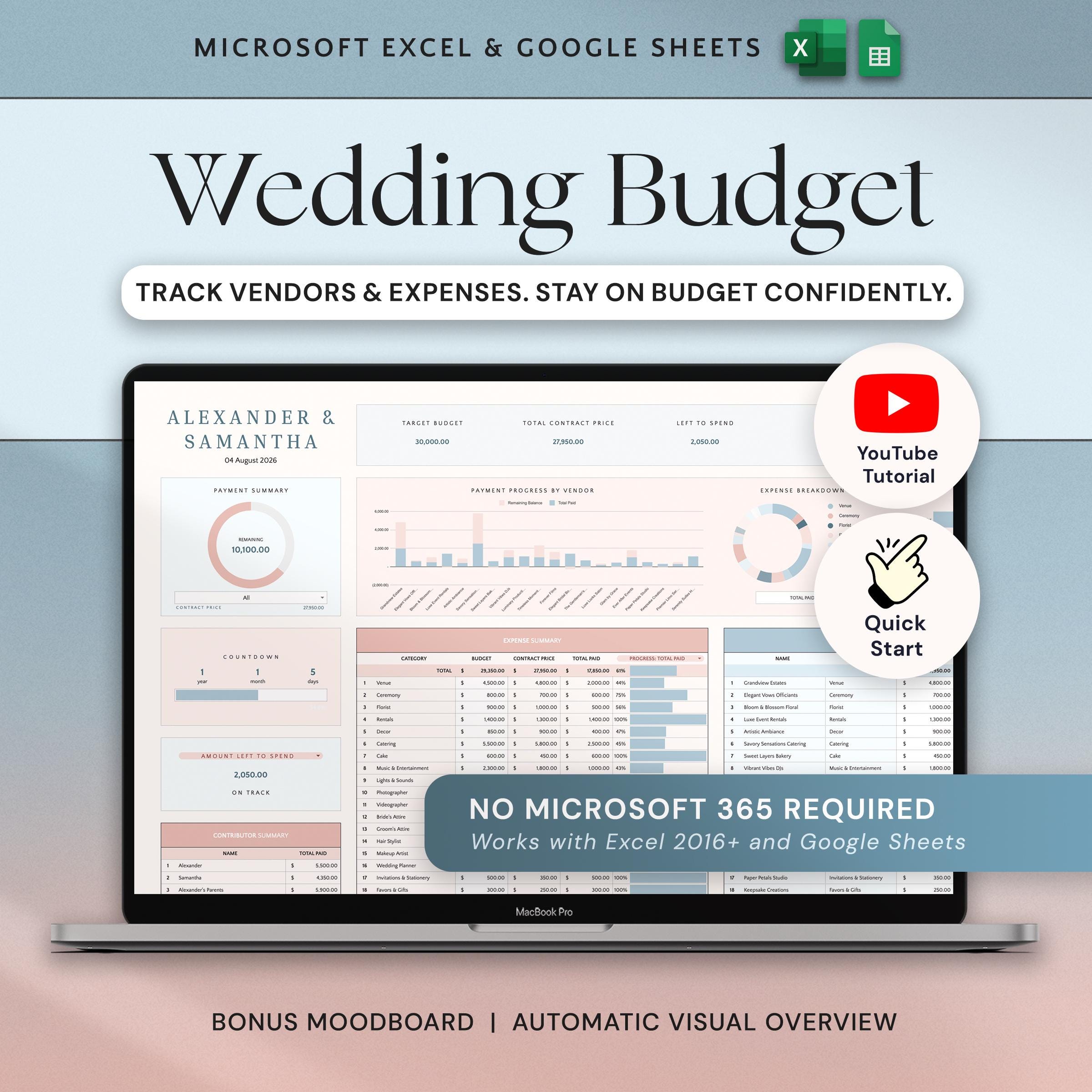 Wedding Budget Spreadsheet Wedding Planner Google Sheets Excel Wedding ...