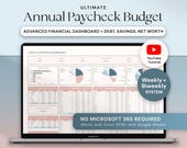 Annual Paycheck Budget Spreadsheet, Weekly Budget Excel Google Sheets Biweekly Budget Planner by Paycheck Yearly Finances Budgeting Template
