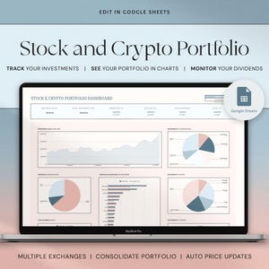 Hoja de cálculo de cartera de acciones de seguimiento de inversiones Hojas de cálculo de Google Diario de operaciones Rastreador de criptomonedas Planificador de finanzas personales Panel de hoja de cálculo