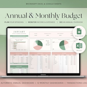 Spreadsheet jaarbegroting Google Spreadsheets Budgetplanner Excel Maandbudgetsjabloon Jaarbudget Financiële planner Expense Tracker Financiën