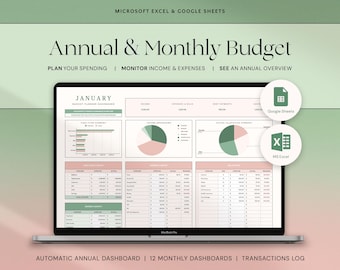 Annual Budget Spreadsheet Google Sheets Budget Planner Excel Monthly Budget Template Yearly Budget Financial Planner Expense Tracker Finance