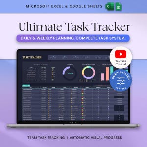 Excel Task Tracker Spreadsheet To Do List Google Sheets Daily Task Management Project Manager Eisenhower Matrix Kanban Board Dark Mode
