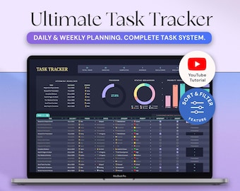 Excel Task Tracker Spreadsheet To Do List Google Sheets Daily Task Management Project Manager Eisenhower Matrix Kanban Board Dark Mode