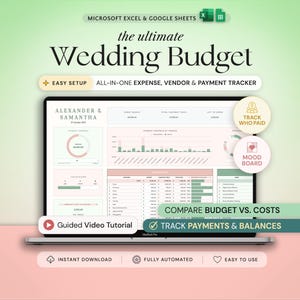 Wedding Budget Wedding Planner Spreadsheet Google Sheets Budget Excel Wedding Finance Tracker Wedding Cost Tracking Expenses Bride Budget