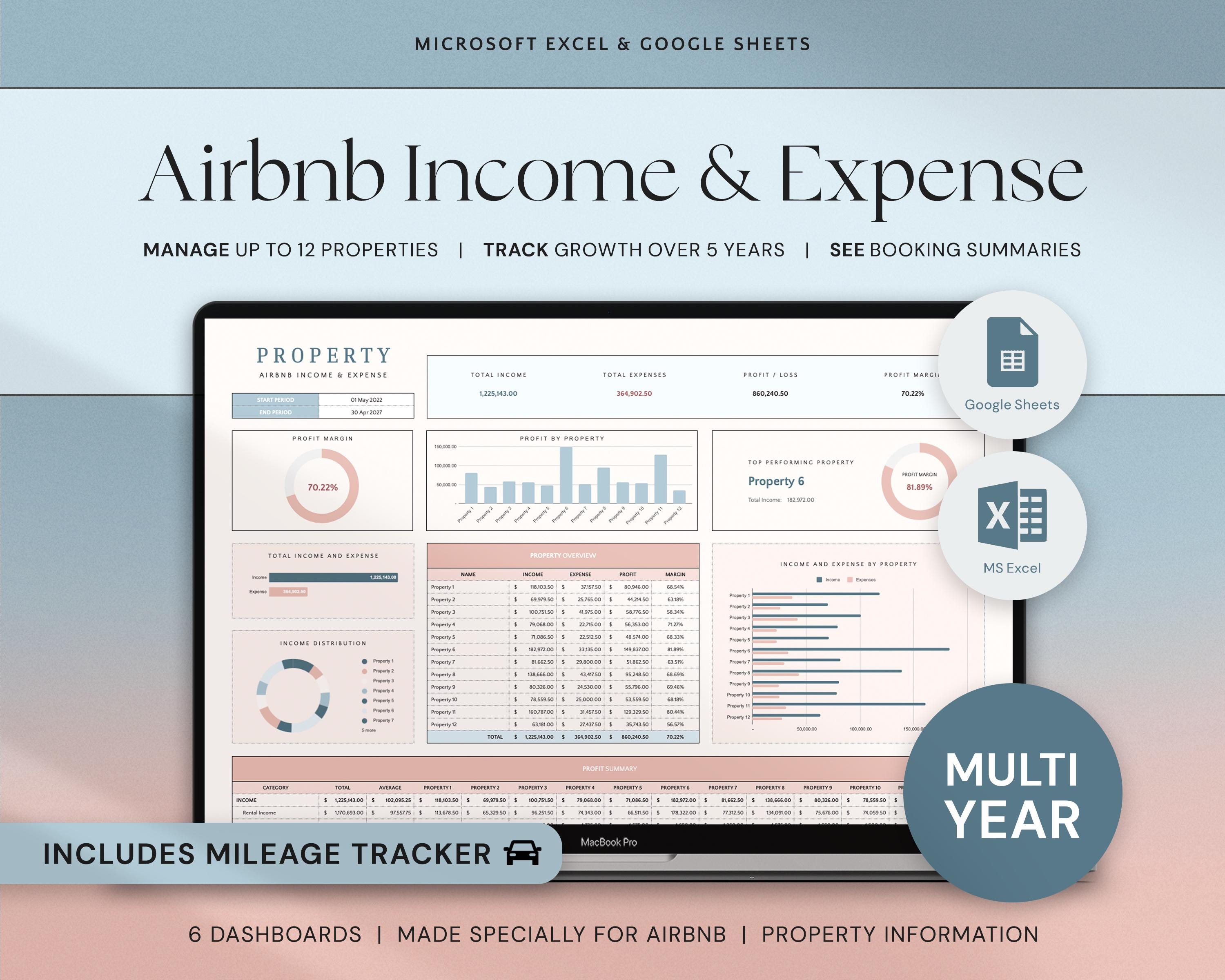 Buy Airbnb Template Income and Expense Spreadsheet Airbnb Host Template  Vacation Rental Property Management Vrbo Airbnb Bundle Profit and Loss  Online in India - Etsy