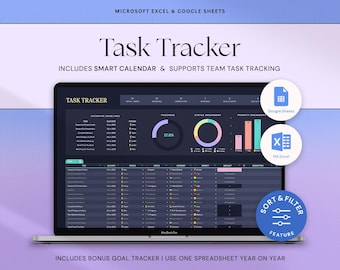 Task Tracker Spreadsheet To Do List Excel Template Google Sheets Team Task Management Work Organization Monthly Schedule Calendar Dark Mode