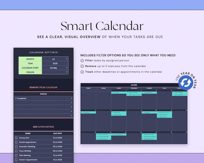 Visual Display Task List Excel Task Tracker Spreadsheet to Do List Google Sheets Daily Task ...