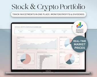 Investment Tracker Stock Portfolio Spreadsheet Google Sheets Trading Journal Crypto Tracker Personal Finance Planner Spreadsheet Dashboard