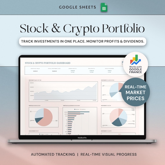 Investment Tracker Stock Portfolio Spreadsheet Google Sheets Trading Journal Crypto Tracker Personal Finance Planner Spreadsheet Dashboard
