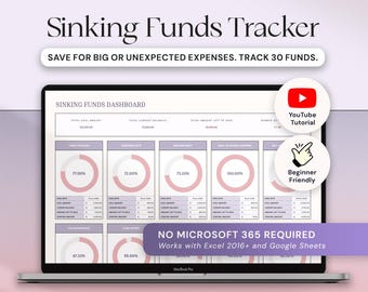Sinking Funds Tracker Spreadsheet Excel Budget Google Sheets Savings Tracker Personal Finance Planner Cash Savings Spreadsheet Template Plan