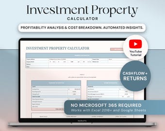 Rental Property Calculator Spreadsheet Investment Property Analysis Mortgage Calculator Airbnb Real Estate Excel Google Sheets ROI Cap Rate