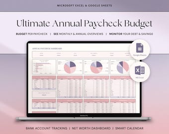 Annual Biweekly Paycheck Budget Google Sheets Excel Weekly Budget Spreadsheet by Paycheck Planner Monthly Yearly Simple Budget Zero Based