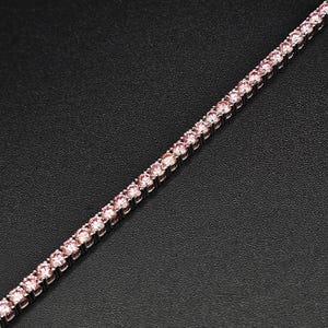 Rosa Labradorit Armband aus 585er Gold | Barbiecore Schmuck | Elegantes Geschenk für Sie Braut & Tennis Jubiläum Armband