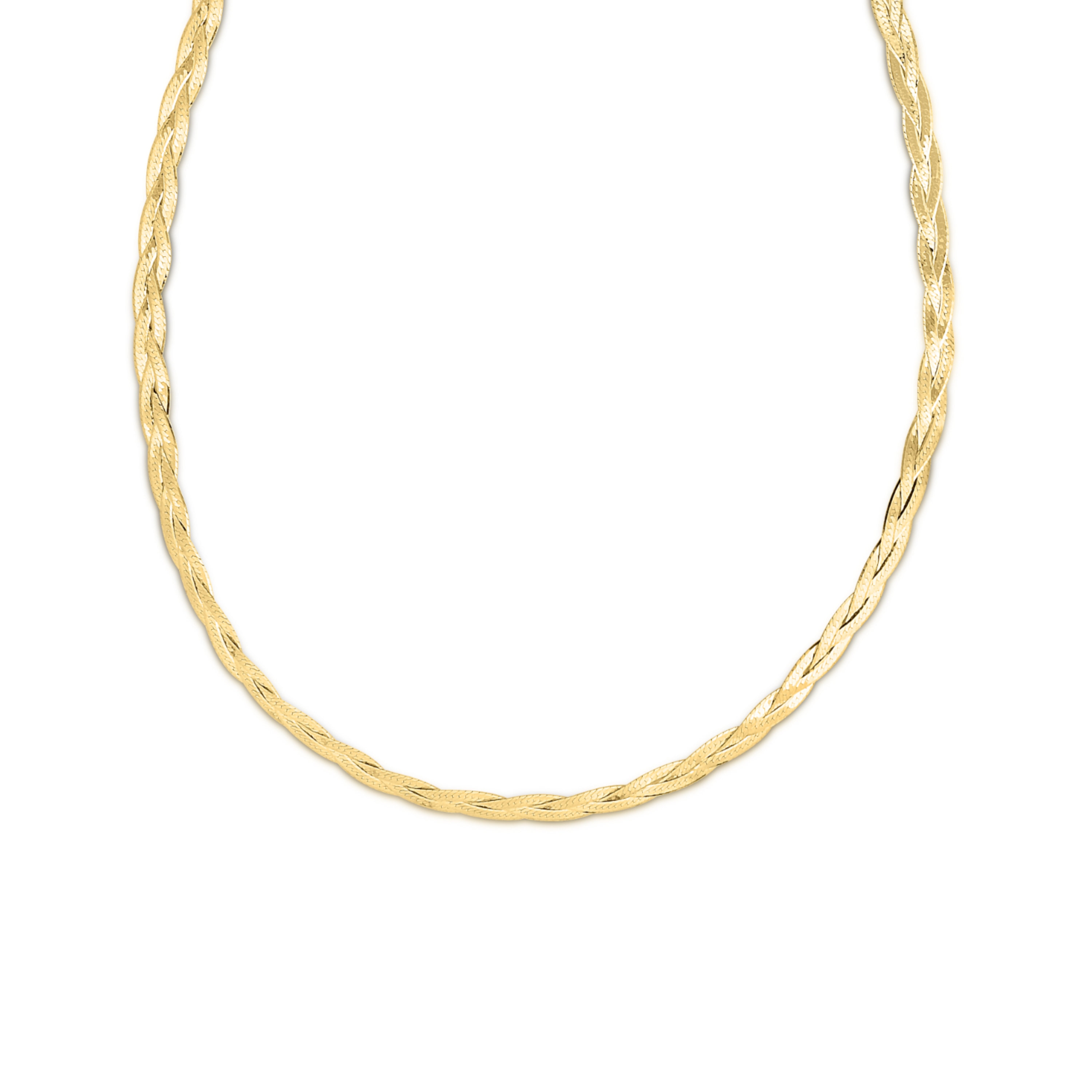 14K Gold Braided Herringbone Necklace Chain - Etsy