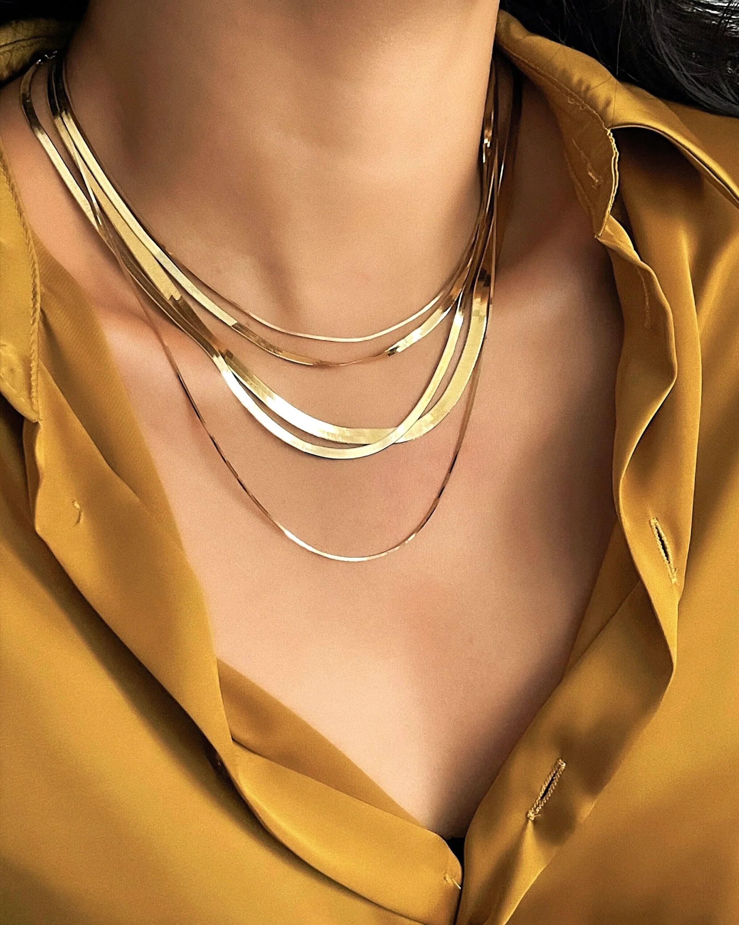 Aggregate more than 78 herringbone gold necklace 14k latest POPPY