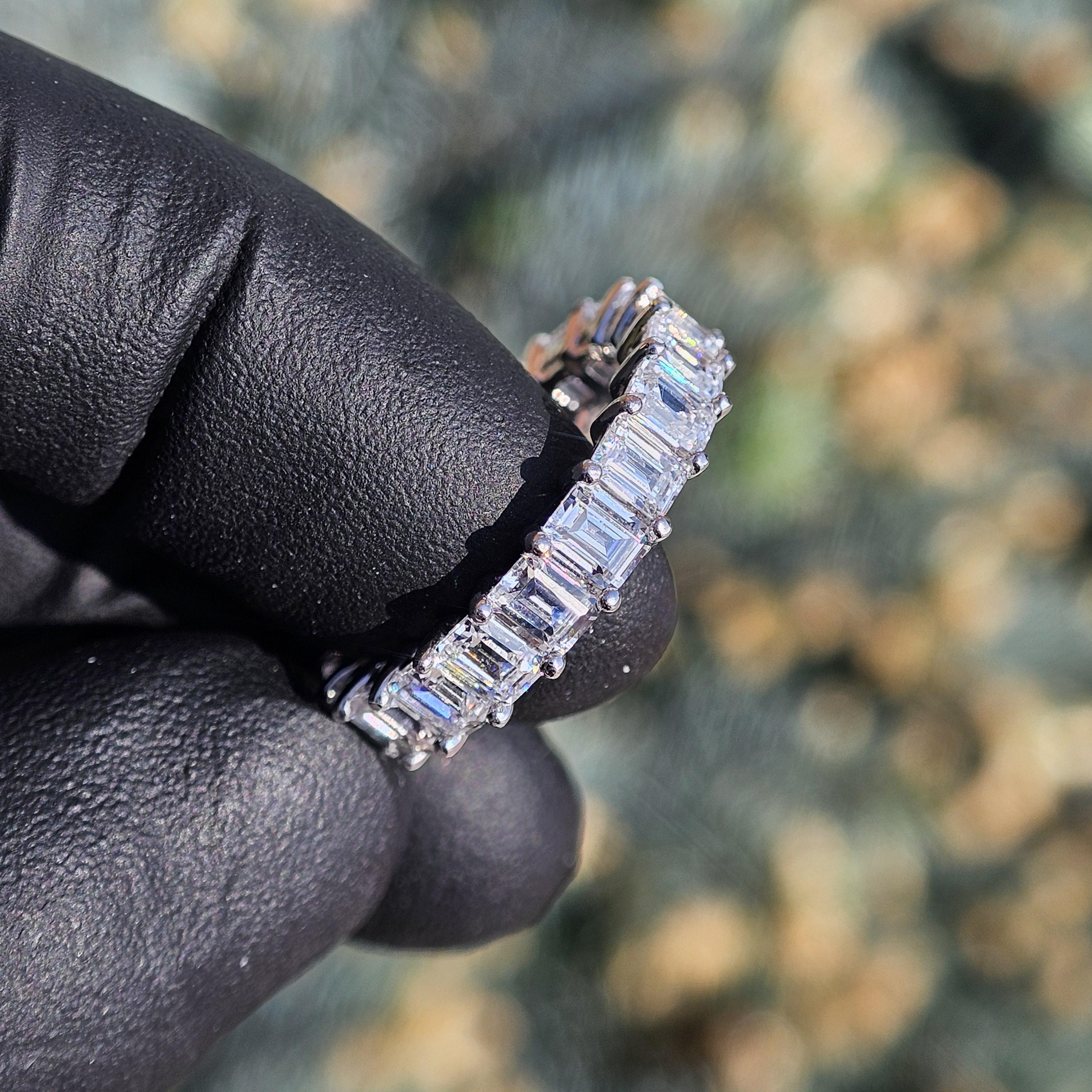 Emerald Cut Lab Diamond Eternity Band 5.25cttw in 14K White Gold ...