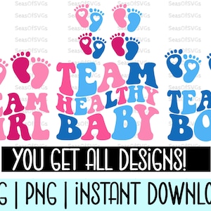 Gender Reveal Bundle SVG | Geschlecht offenbaren Shirt | Team Girl Svg Team Boy Svg Team Gesundes Baby Svg | Baby Füße geschnitten Datei | Wellenförmig Gestapelt