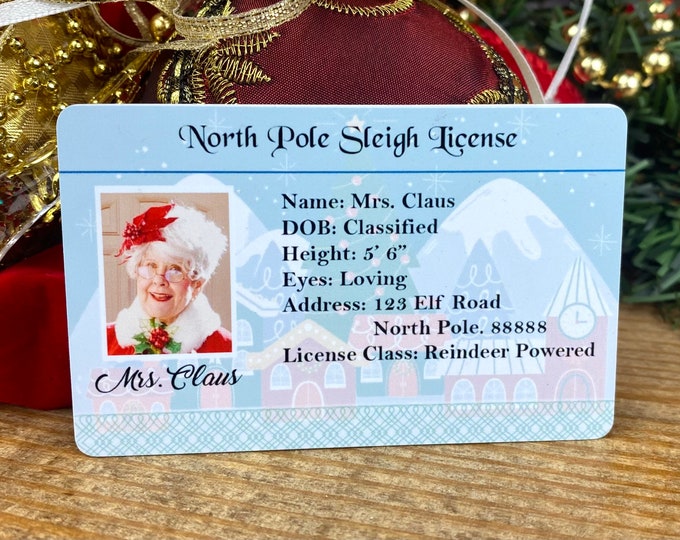Mrs. Claus North Pole Sleigh License Personalized