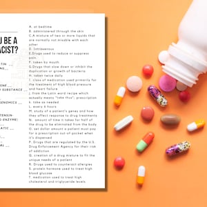 Gioco per feste di laurea, Puoi essere un farmacista?, Laurea in farmacia, Giochi medici