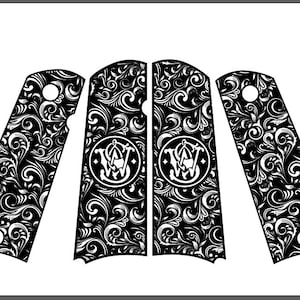 Scrolls, SW, S&W, 1911, Grips, Stippling, Engraving, Vector, SVG, Ai