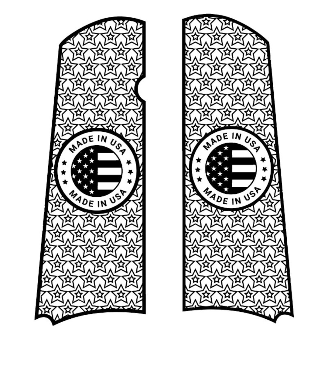 1911, USA, American, Made in USA, Grips, Stippling, Engraving, Vector ...