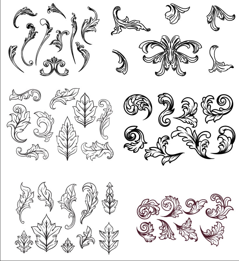 Acanthus Ornaments Vectors - Etsy