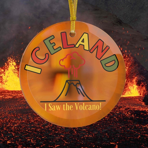 Iceland Holiday Ornament Gift Volcano Christmas Ornaments | Glass Travel Souvenir Gifts for Travelers | Suncatcher Reykjavik Keepsake