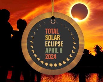 Total Solar Eclipse Ornaments Holiday Gift | 2024 Eclipse Christmas Ornament | Celestial Sky Gifts & Decor Astronomy Lovers | Sun and Moon