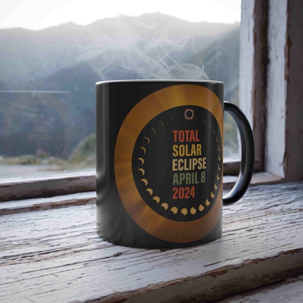 Total Solar Eclipse Color Changing Mug | April 8 2024 Eclipse Path Celestial Sky Gifts | Sun and Moon Magic Cup for Astronomy Lovers